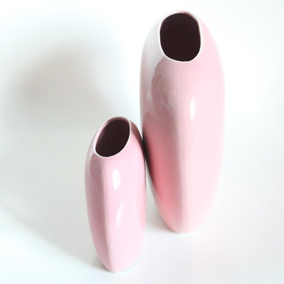 [MILLARD LISTER] Matching Pink Oblong Vases (Canada/Japan) - Picture 3 of 9